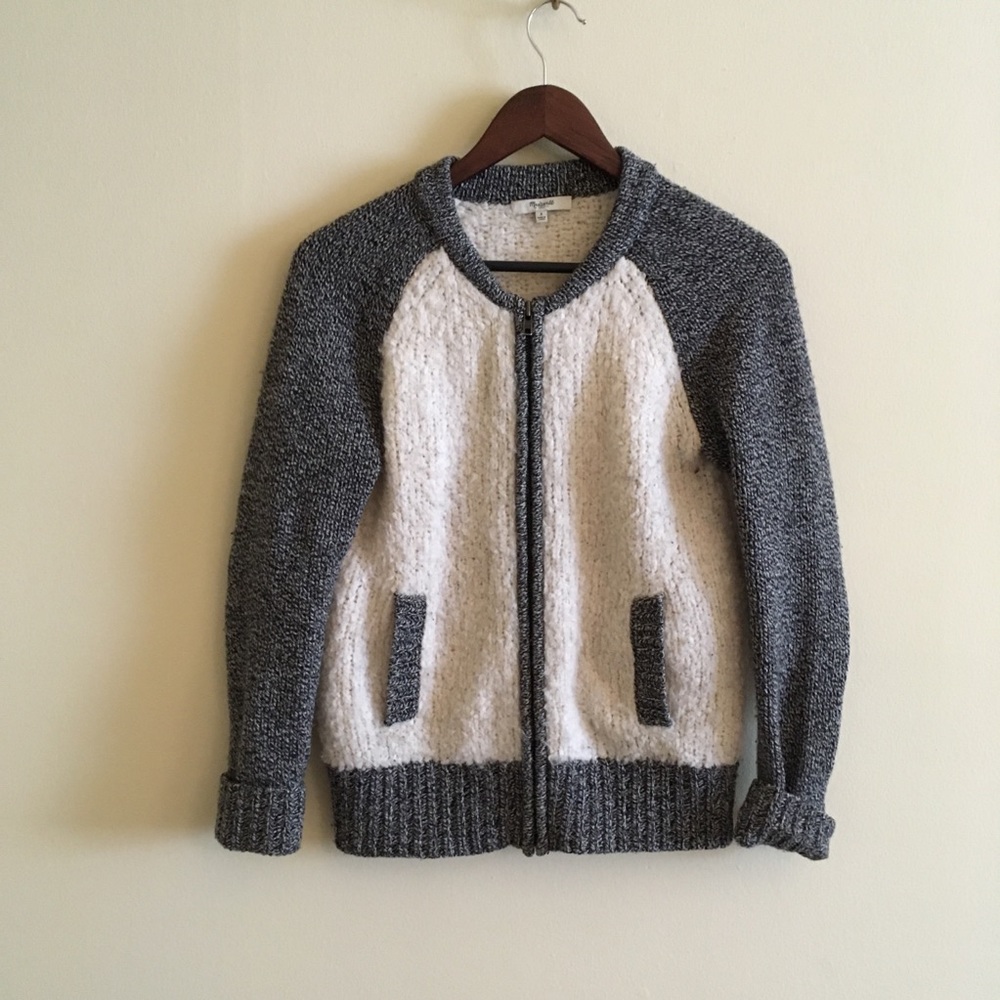 Madewell Boucle Varsity Jacket Cardigan Zip S